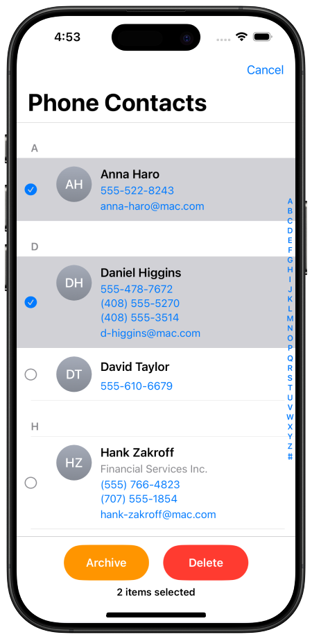 Organize Contacts Screenshot